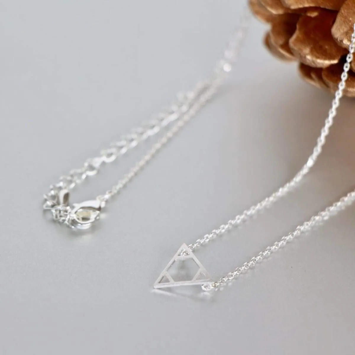 Necklace Set, Triangle Gold And Rhodium Charm, Rhodium And Gold Dipped Necklace, Minimalist Necklace, Delicate Gift Necklace (SN103/104)