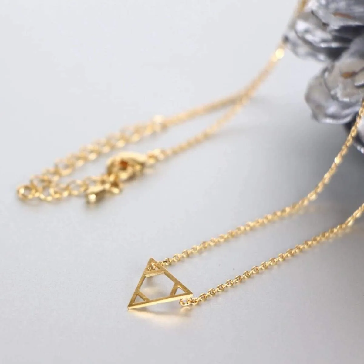 Necklace Set, Triangle Gold And Rhodium Charm, Rhodium And Gold Dipped Necklace, Minimalist Necklace, Delicate Gift Necklace (SN103/104)