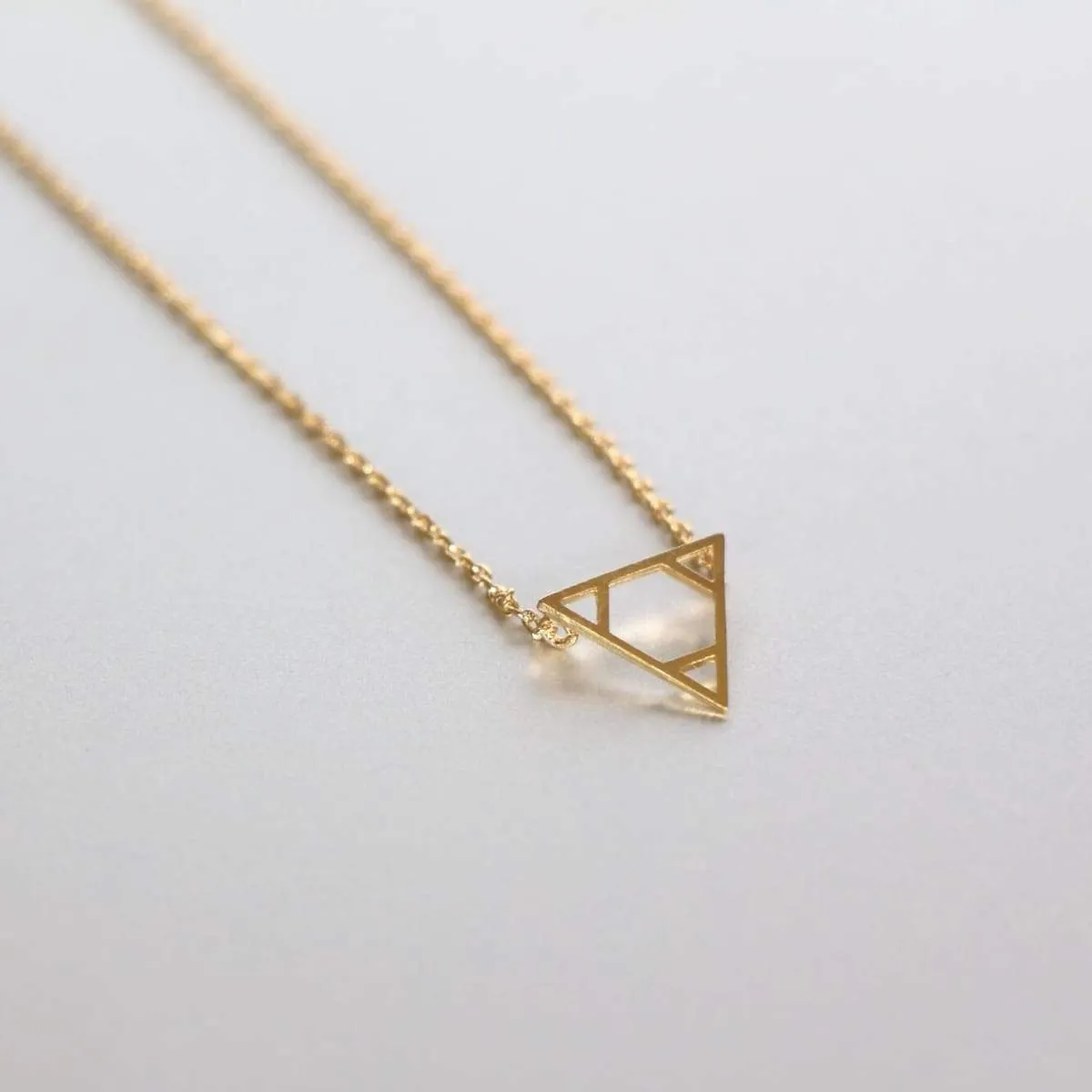 Necklace Set, Triangle Gold And Rhodium Charm, Rhodium And Gold Dipped Necklace, Minimalist Necklace, Delicate Gift Necklace (SN103/104)