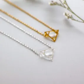 Necklace Set, Triangle Gold And Rhodium Charm, Rhodium And Gold Dipped Necklace, Minimalist Necklace, Delicate Gift Necklace (SN103/104)