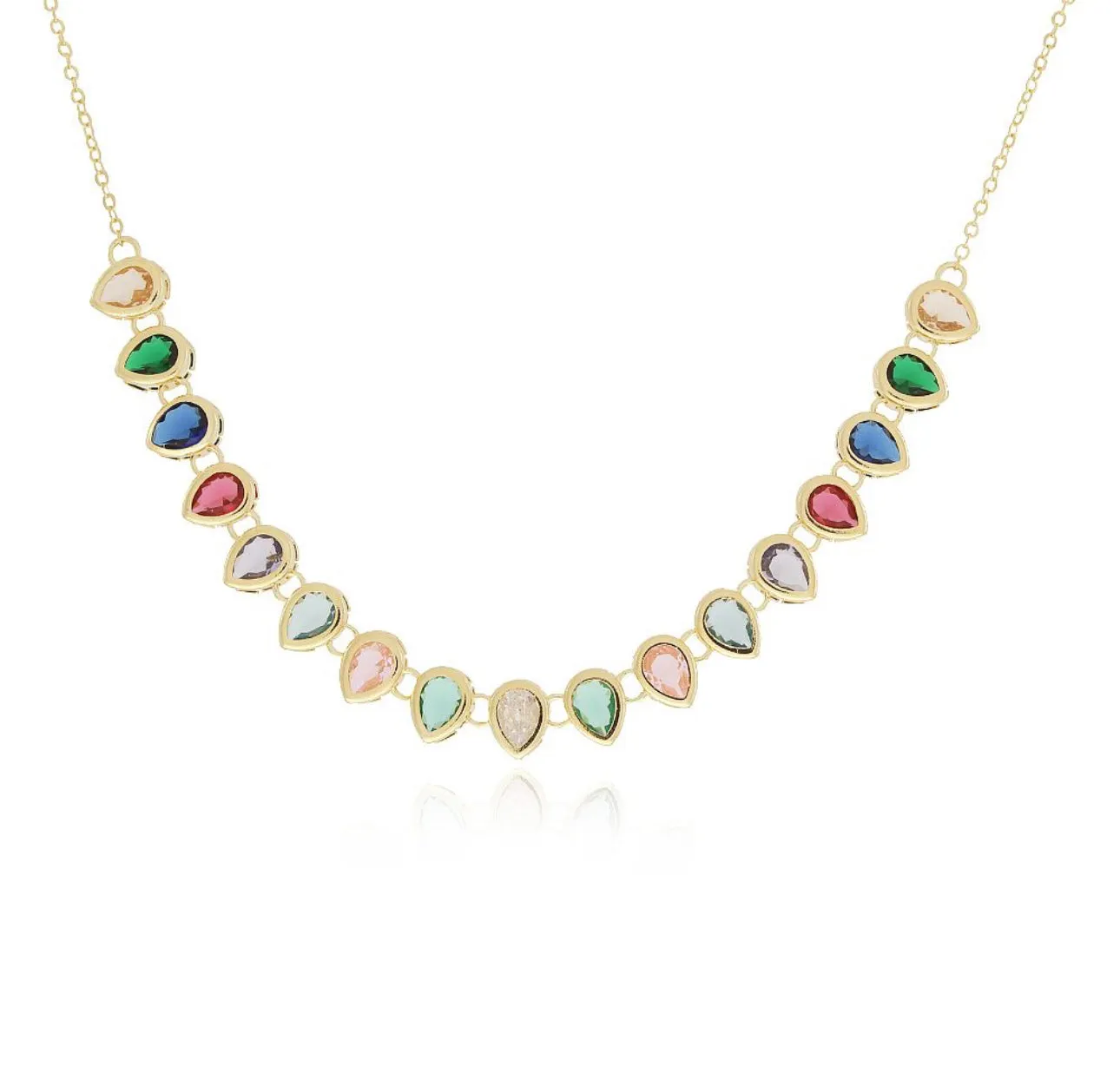 NECKLACE TEAR DROP COLOR ZIRCON