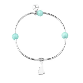 New Hampshire | Bangle Charm Bracelet | Tiffany Blue Agate-Serenity