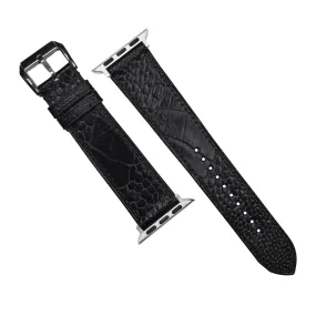 Ostrich Leather Watch Strap in Black (Apple Watch)