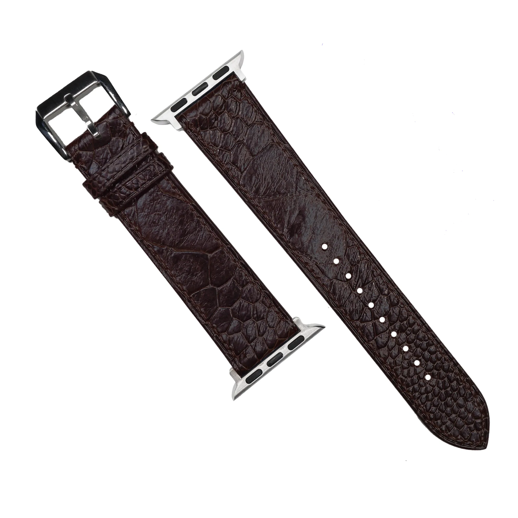 Ostrich Leather Watch Strap in Brown (Apple Watch)