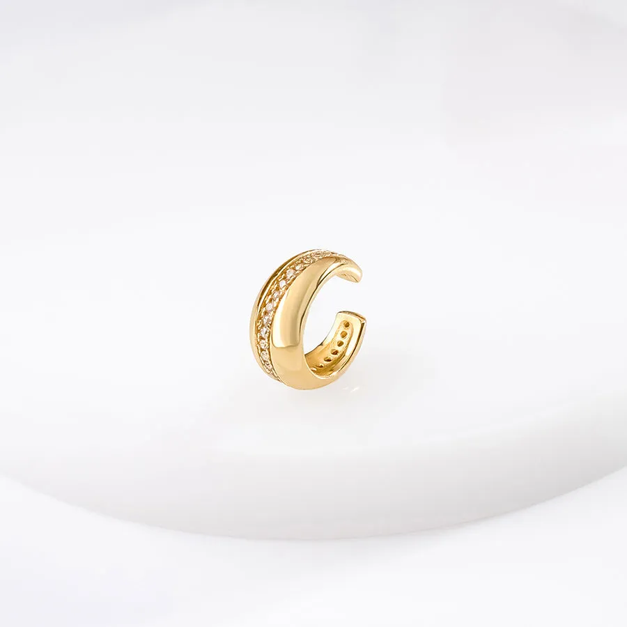 Pave Stripe Gold 9mm Ear Cuff