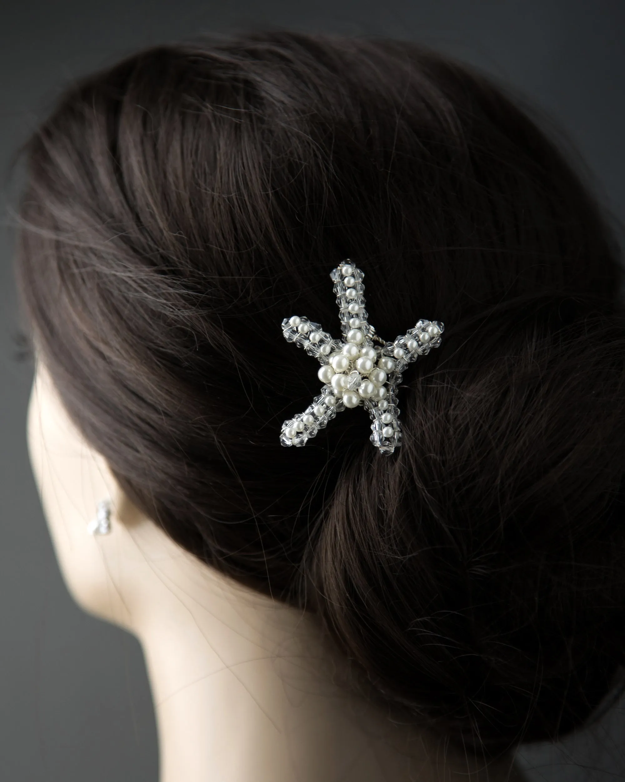 Pearl and Crystal Starfish Hair Comb