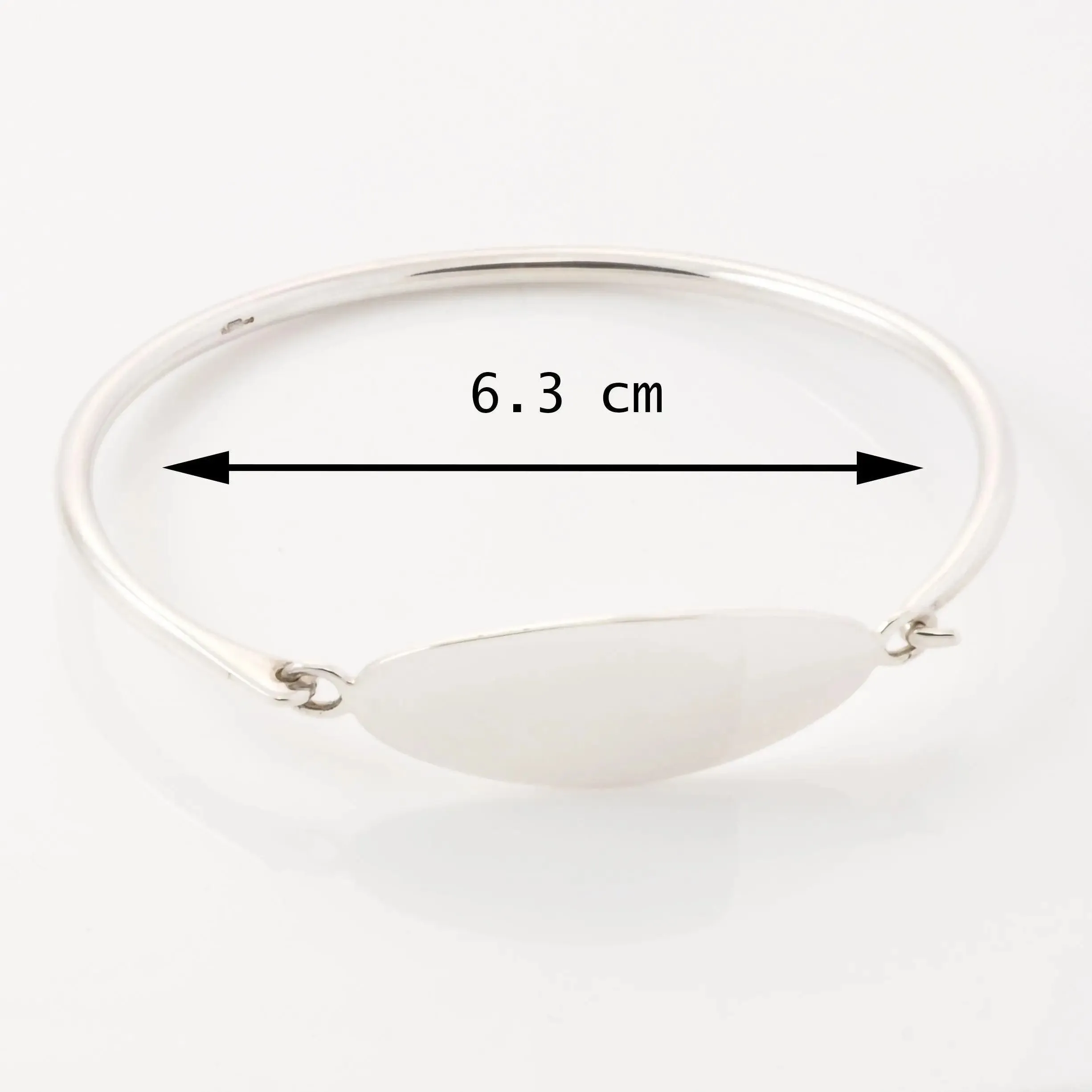 Personalised Sterling Bangle Plain Plate Engraved Front