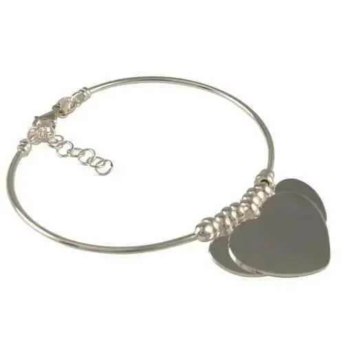 Personalised Sterling Silver Triple Heart Bangle Hand Engraved