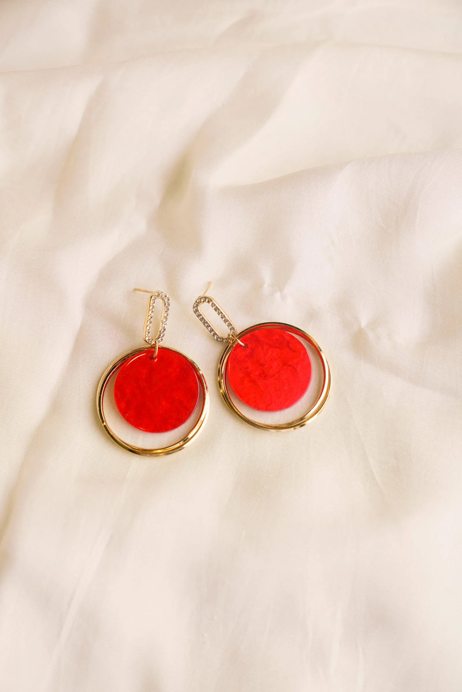 Red & Gold Drop Earrings