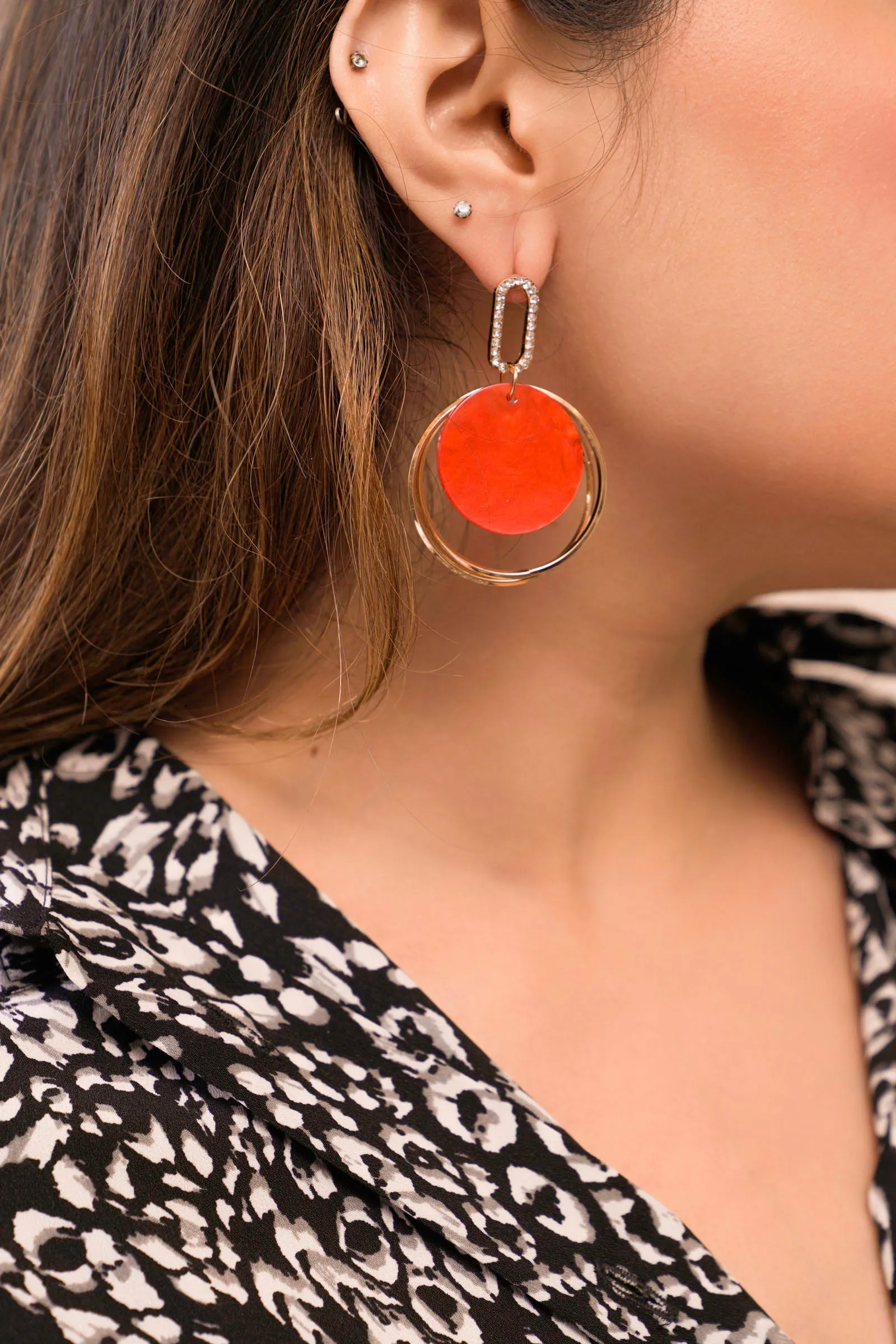 Red & Gold Drop Earrings