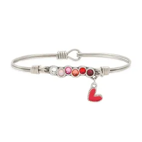 Red Heart Starlight Bangle Bracelet In Love Ombre