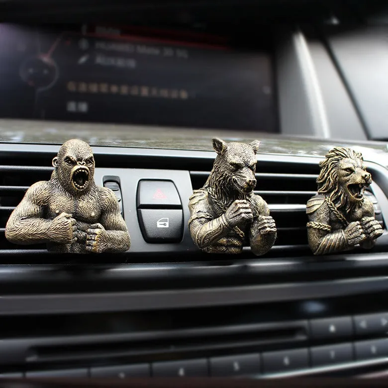 Resin Fighting Animal Set Car Fragrance Clip