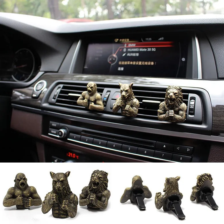 Resin Fighting Animal Set Car Fragrance Clip