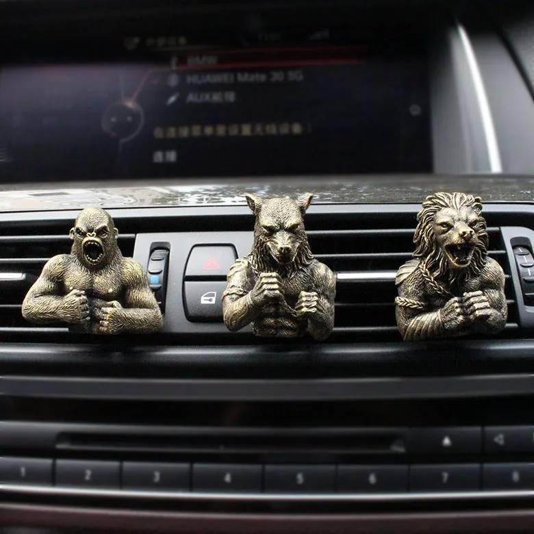 Resin Fighting Animal Set Car Fragrance Clip