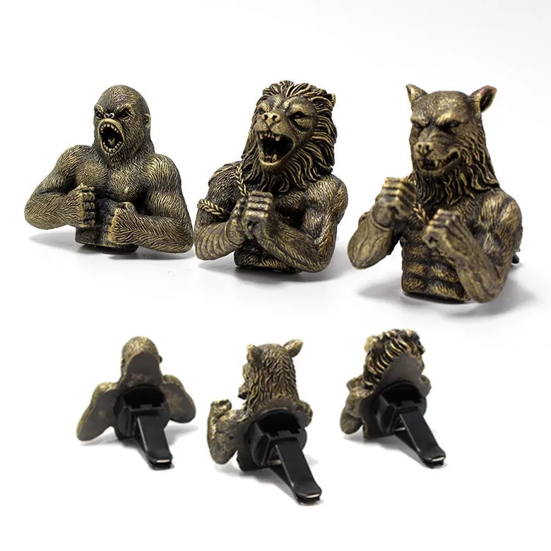 Resin Fighting Animal Set Car Fragrance Clip