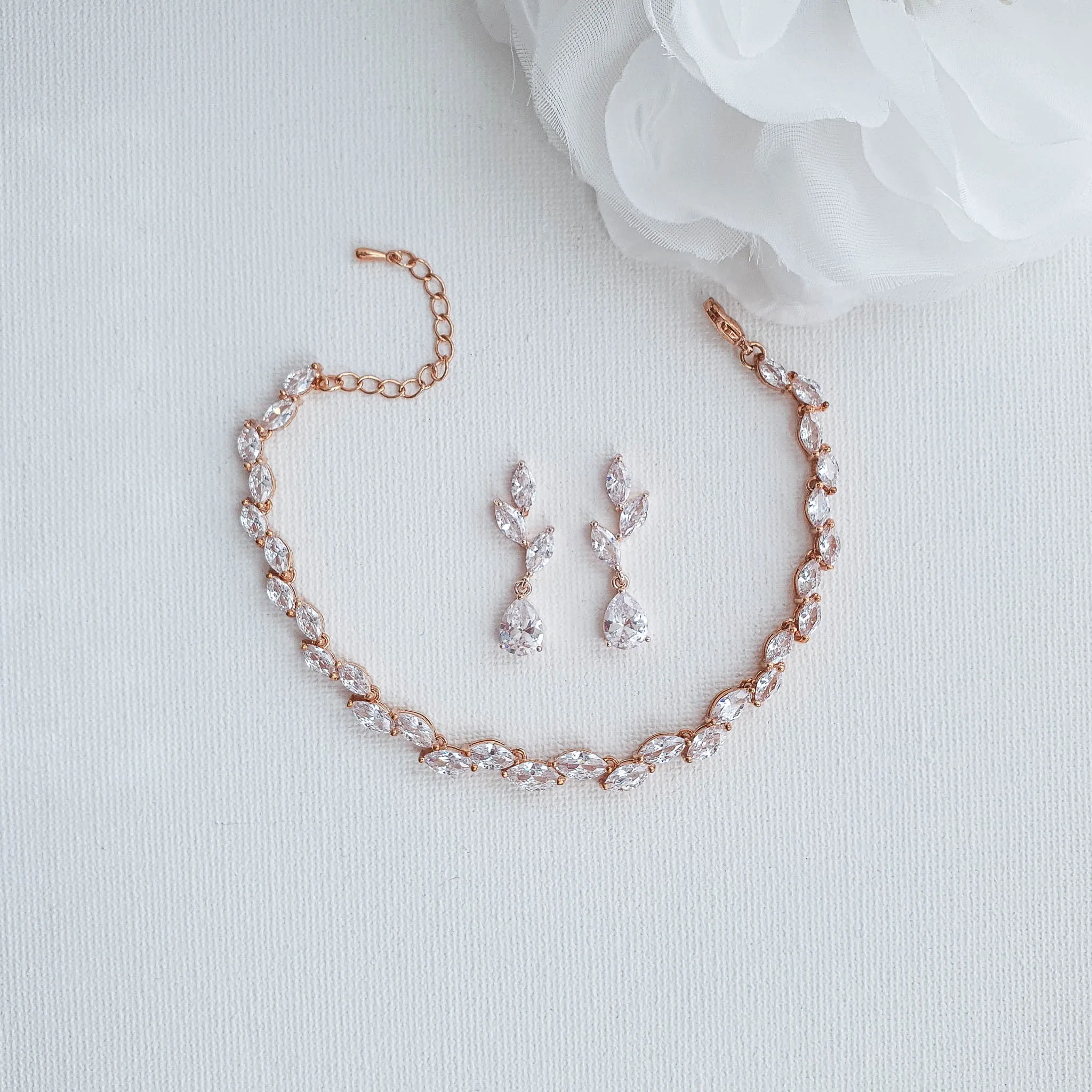 Rose Gold Bridal Party Jewelry Set-Taylor