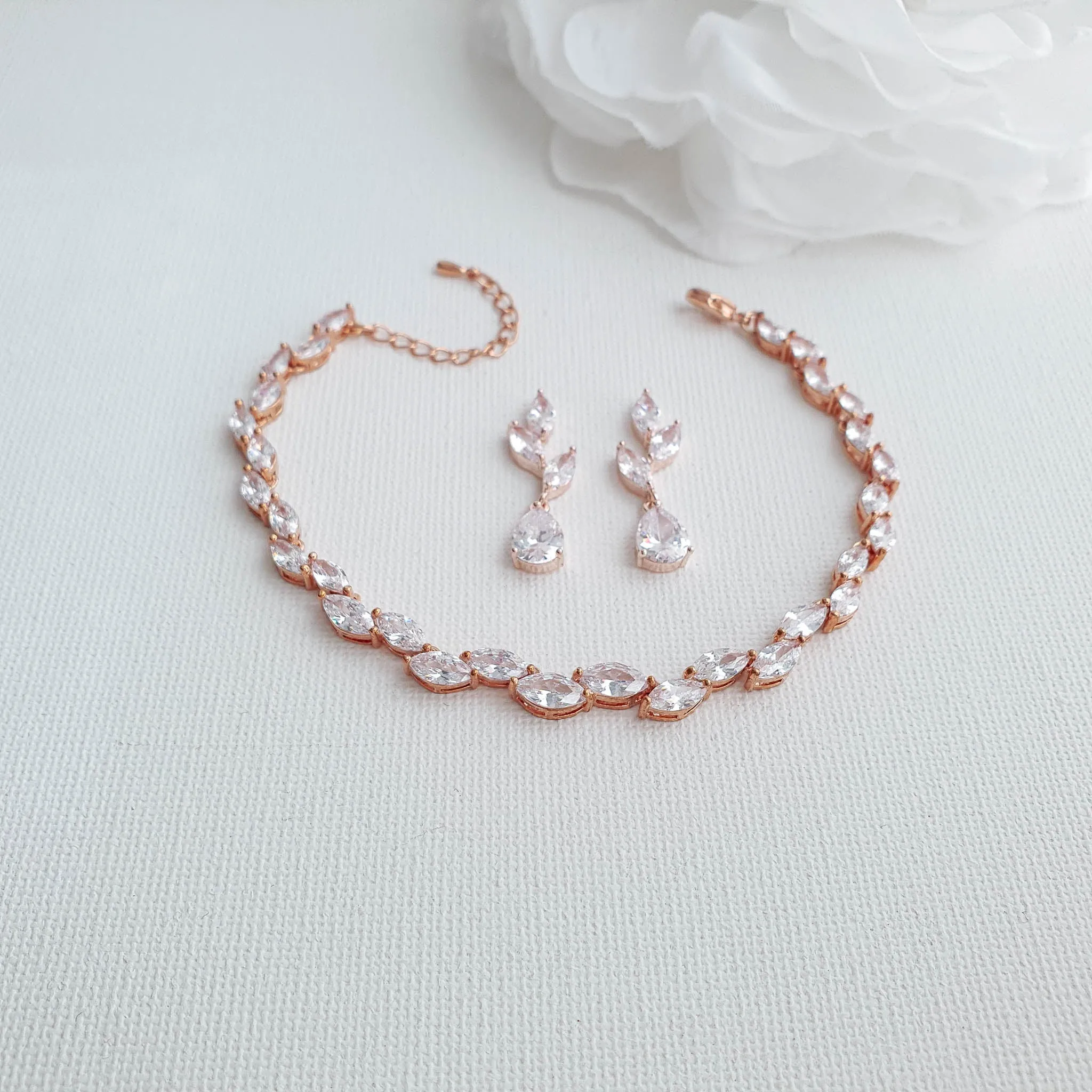 Rose Gold Bridal Party Jewelry Set-Taylor