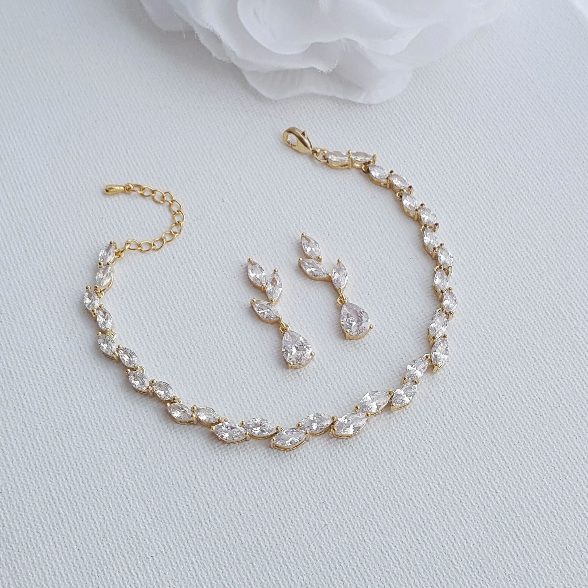 Rose Gold Bridal Party Jewelry Set-Taylor