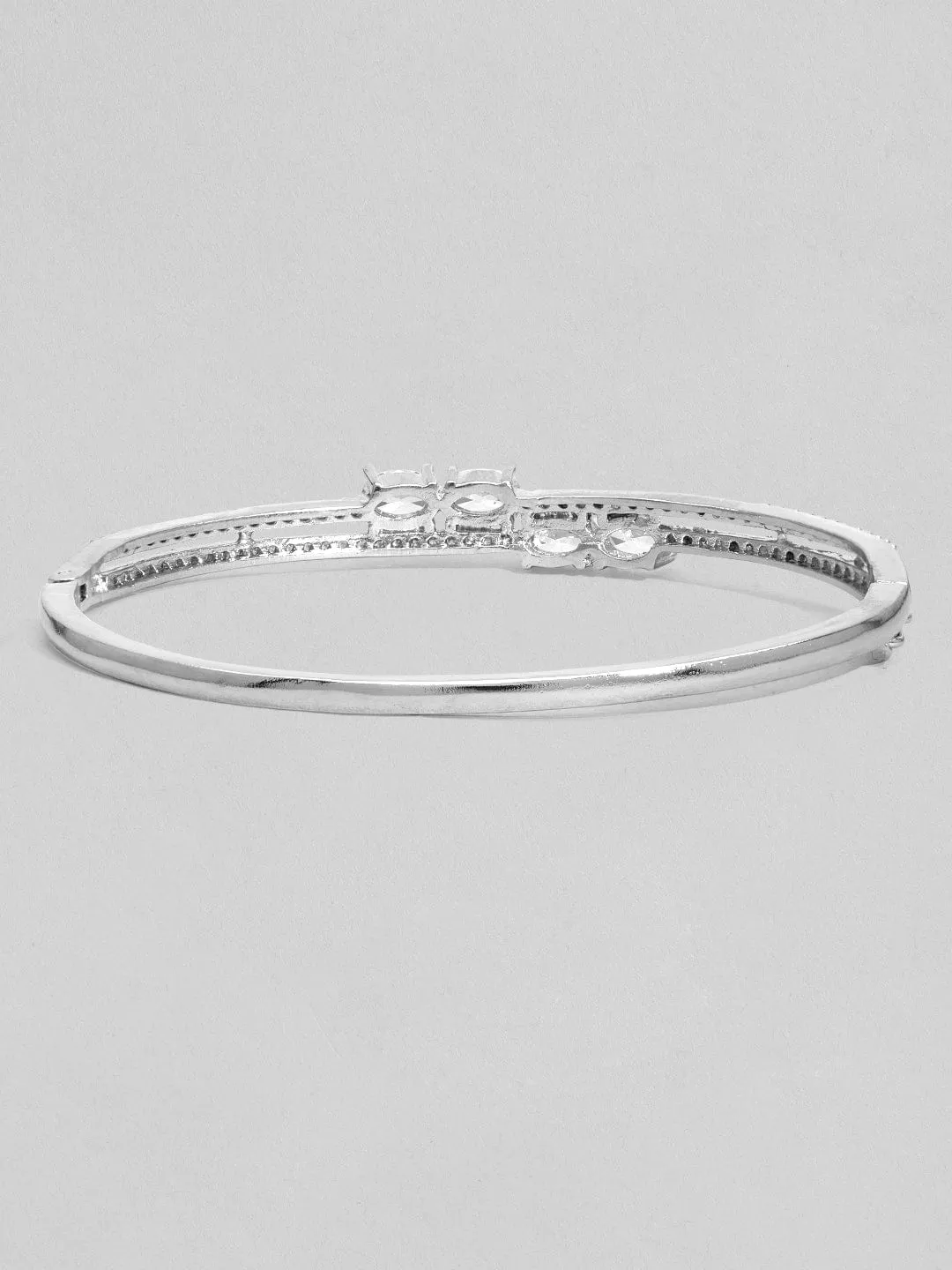 Rubans Silver-Plated Handcrafted Zircon Bangle-Style Bracelet