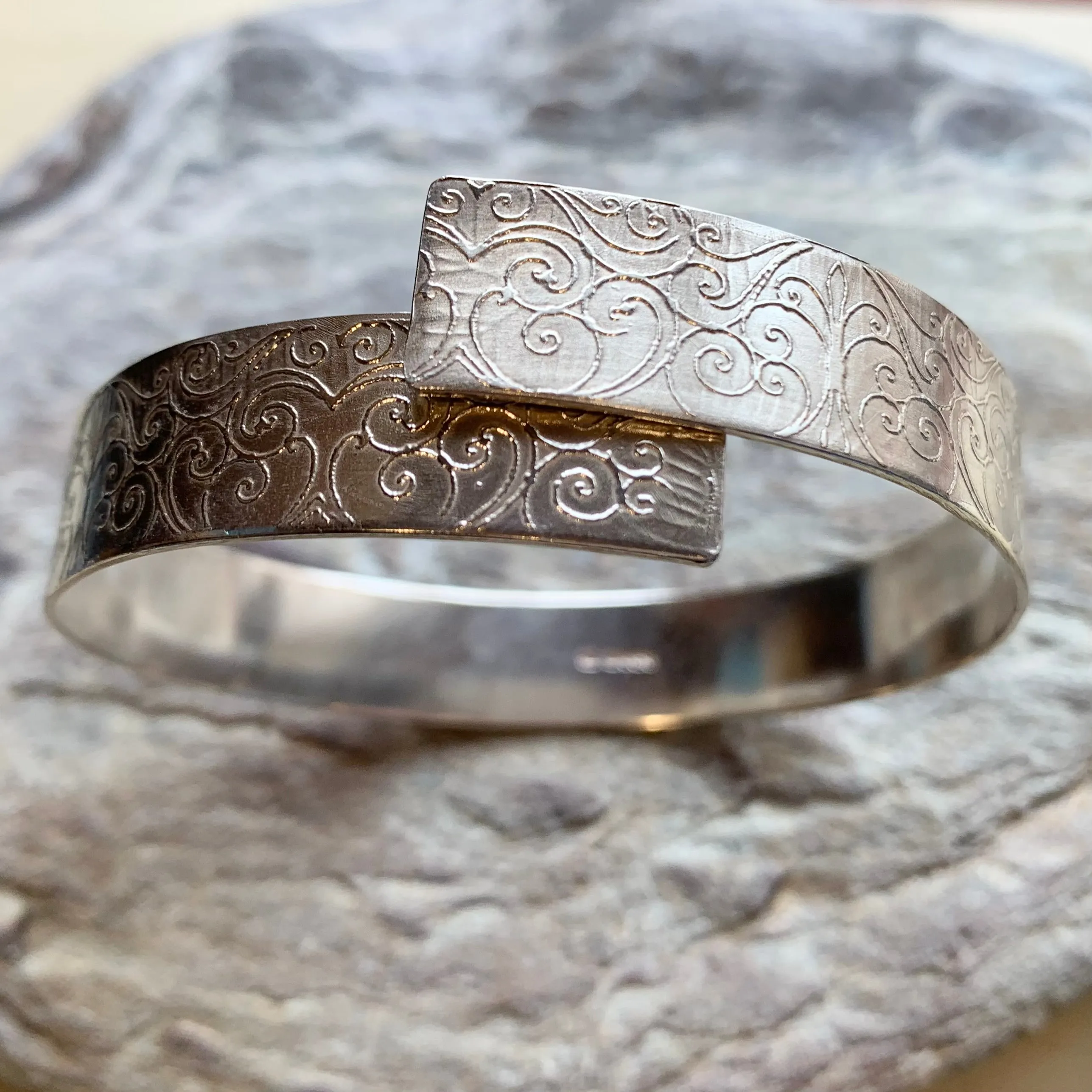 Silver Etched Bangle