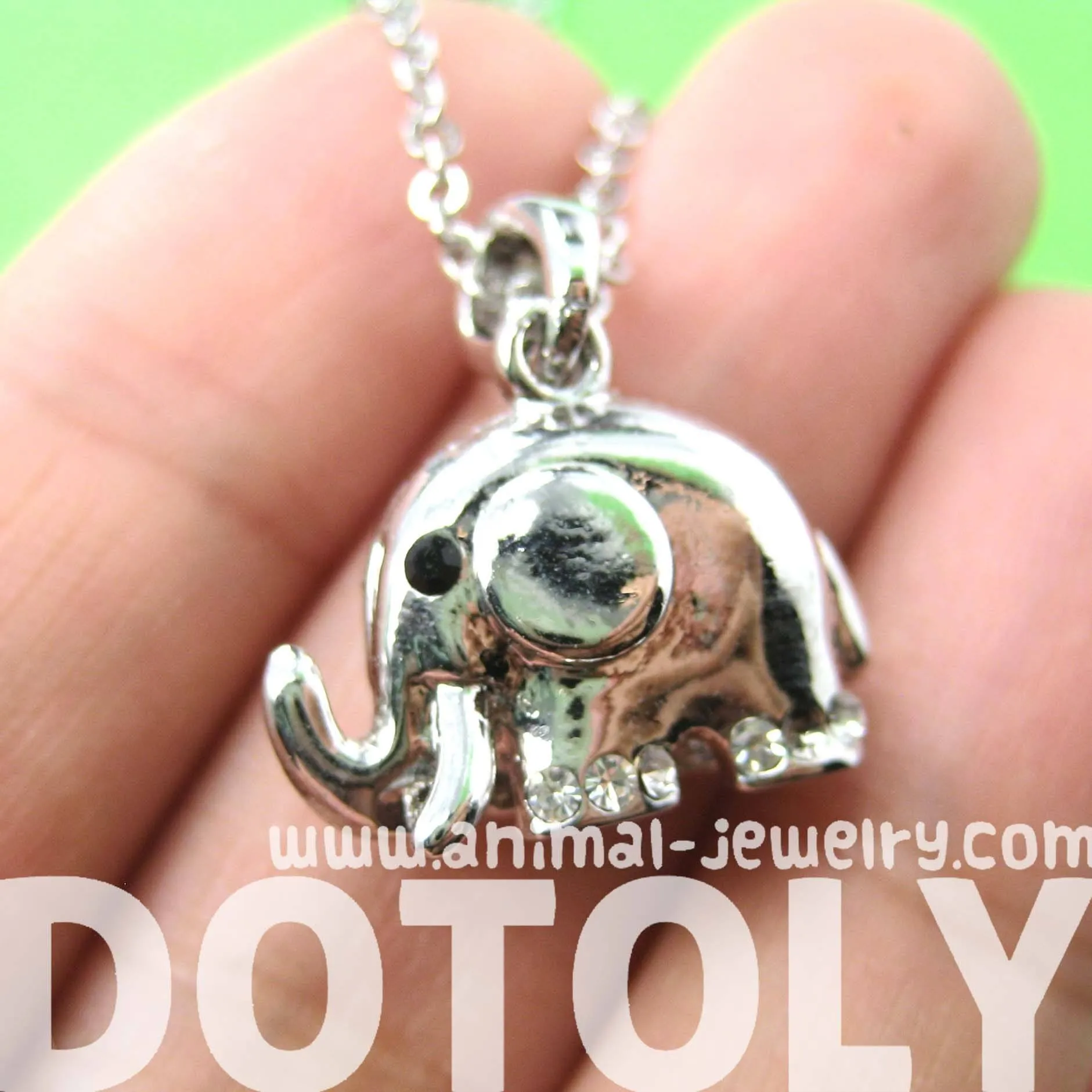 Small Elephant Animal Charm Necklace in Silver | Animal Jewelry