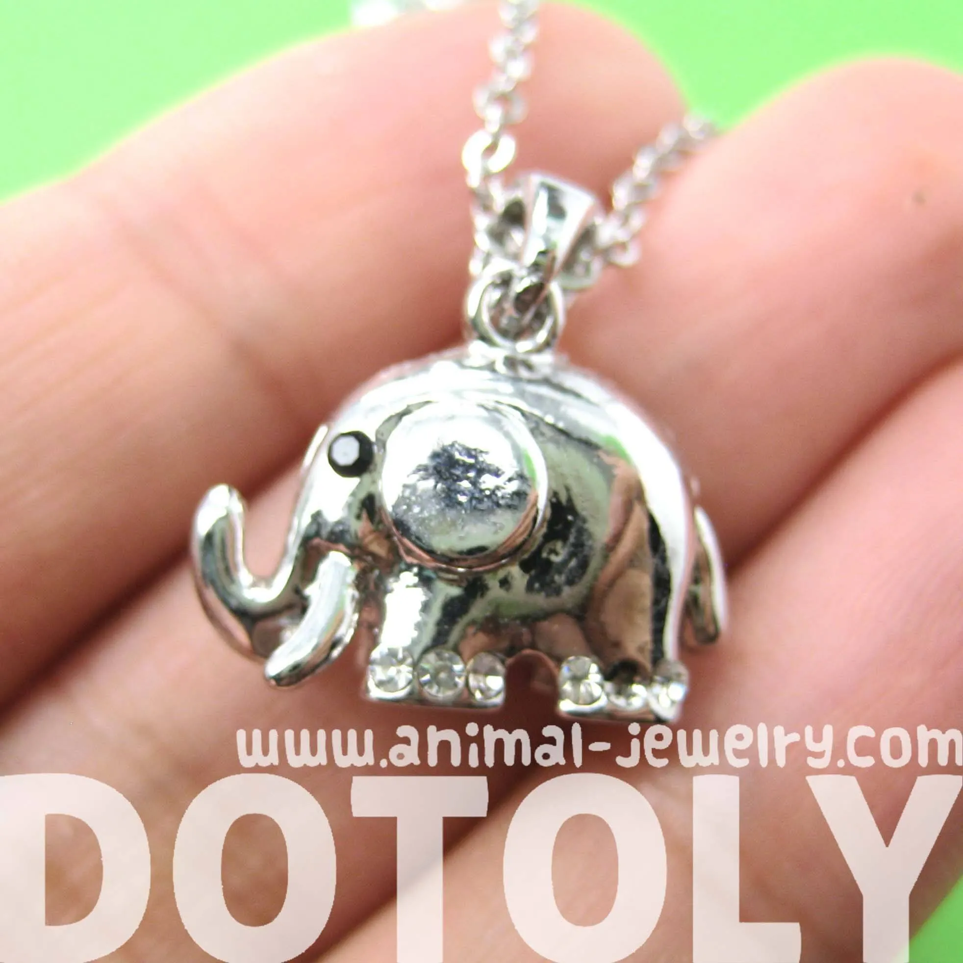 Small Elephant Animal Charm Necklace in Silver | Animal Jewelry