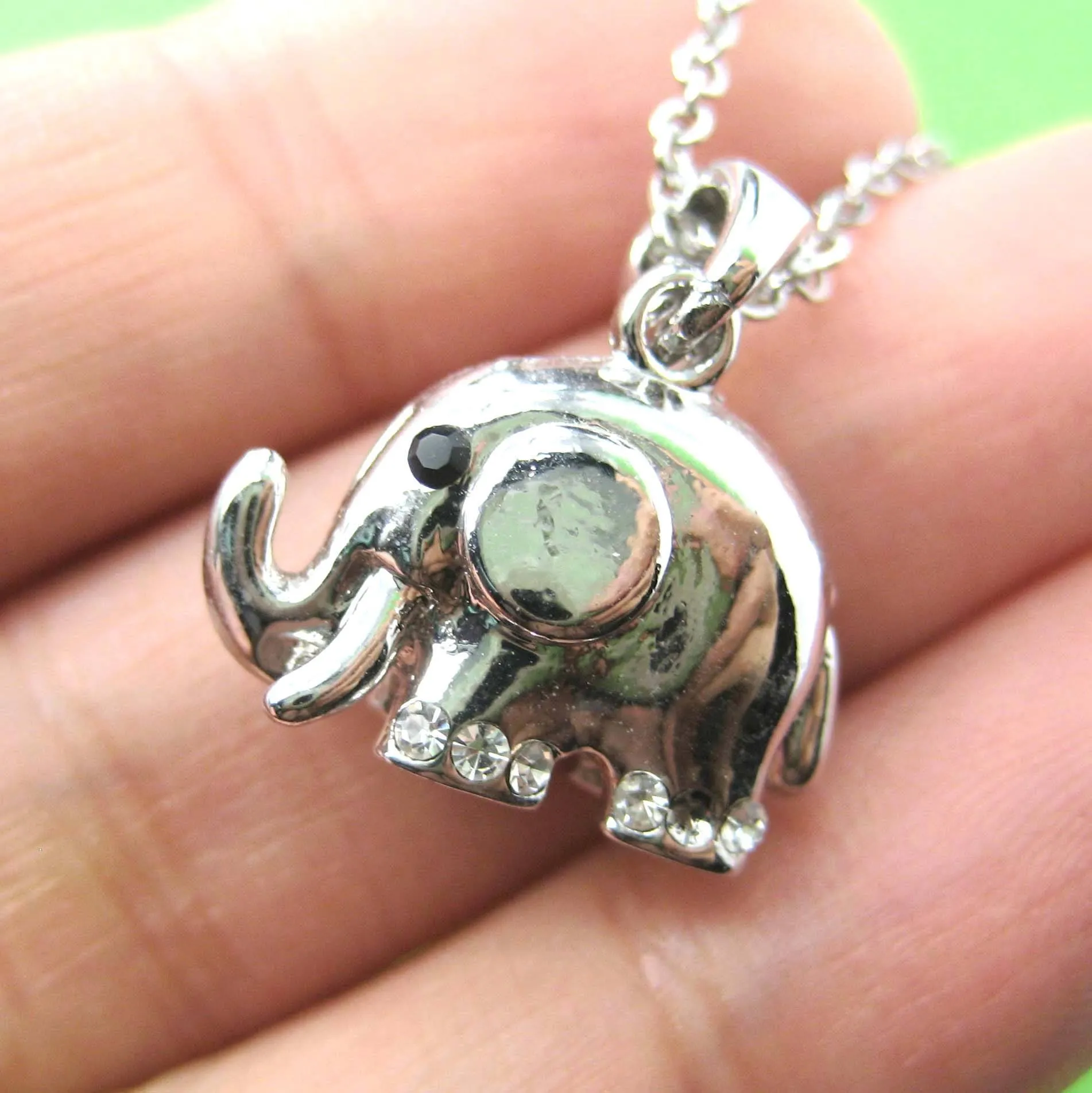 Small Elephant Animal Charm Necklace in Silver | Animal Jewelry