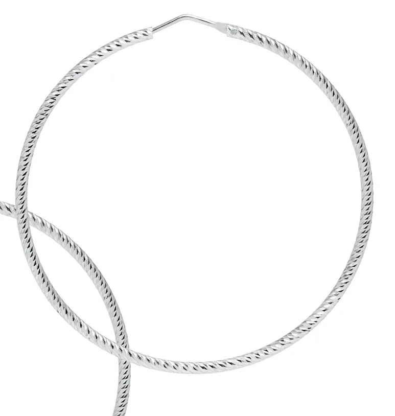 Sparkly Diamond-Cut Hoops & Bangle Gift-Set - Silver