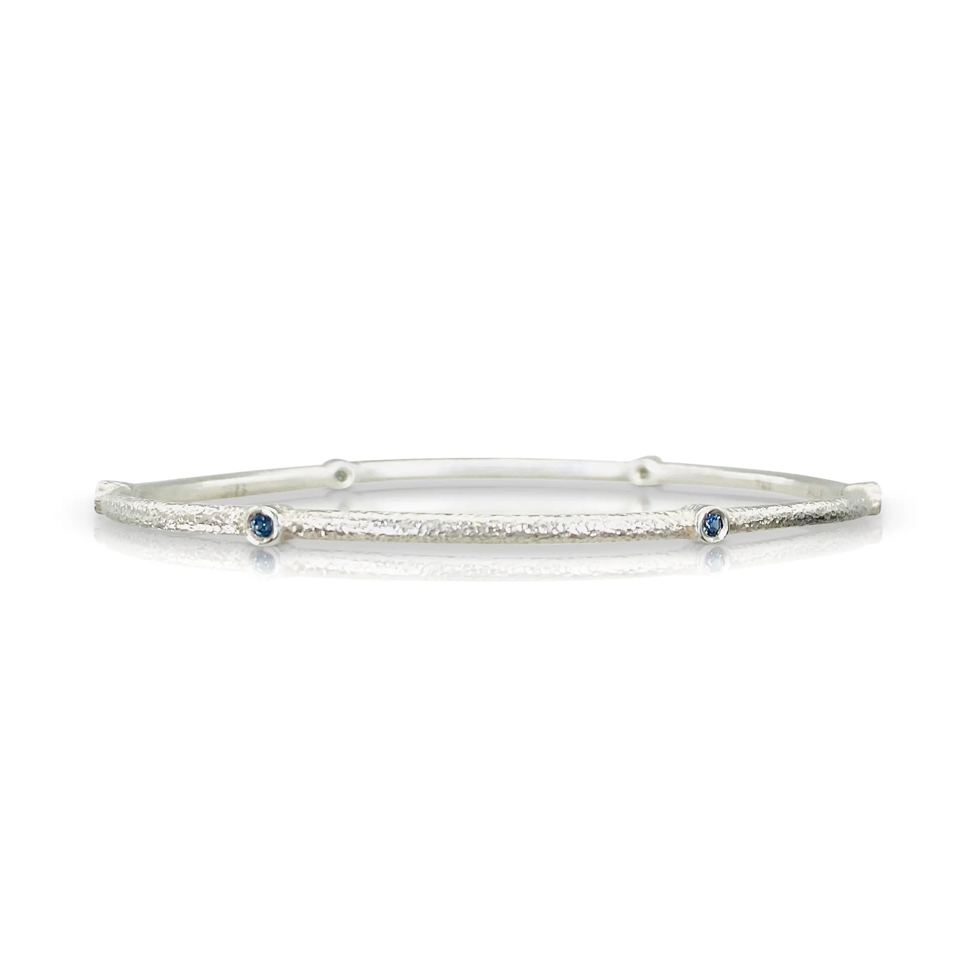 Sputnik Bangle in Sterling Silver with Blue Sapphires