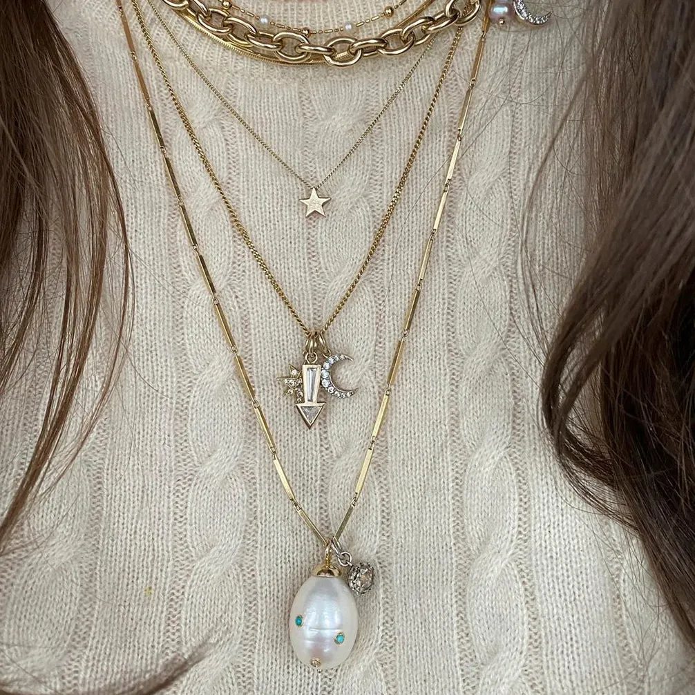 Stone Baroque Pearl Drop Necklace