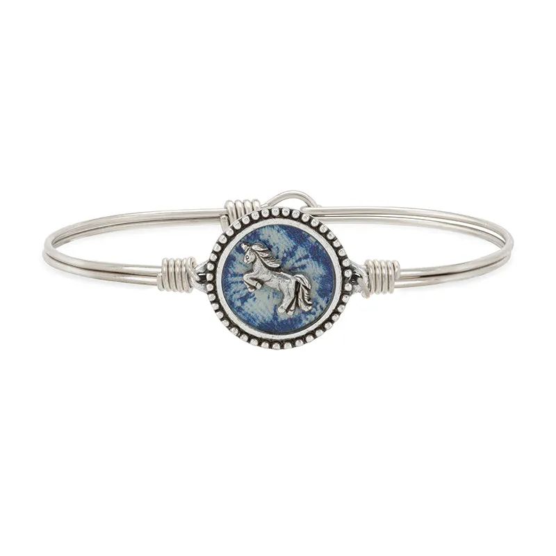 Tie Dye Unicorn Bangle Bracelet in Navy