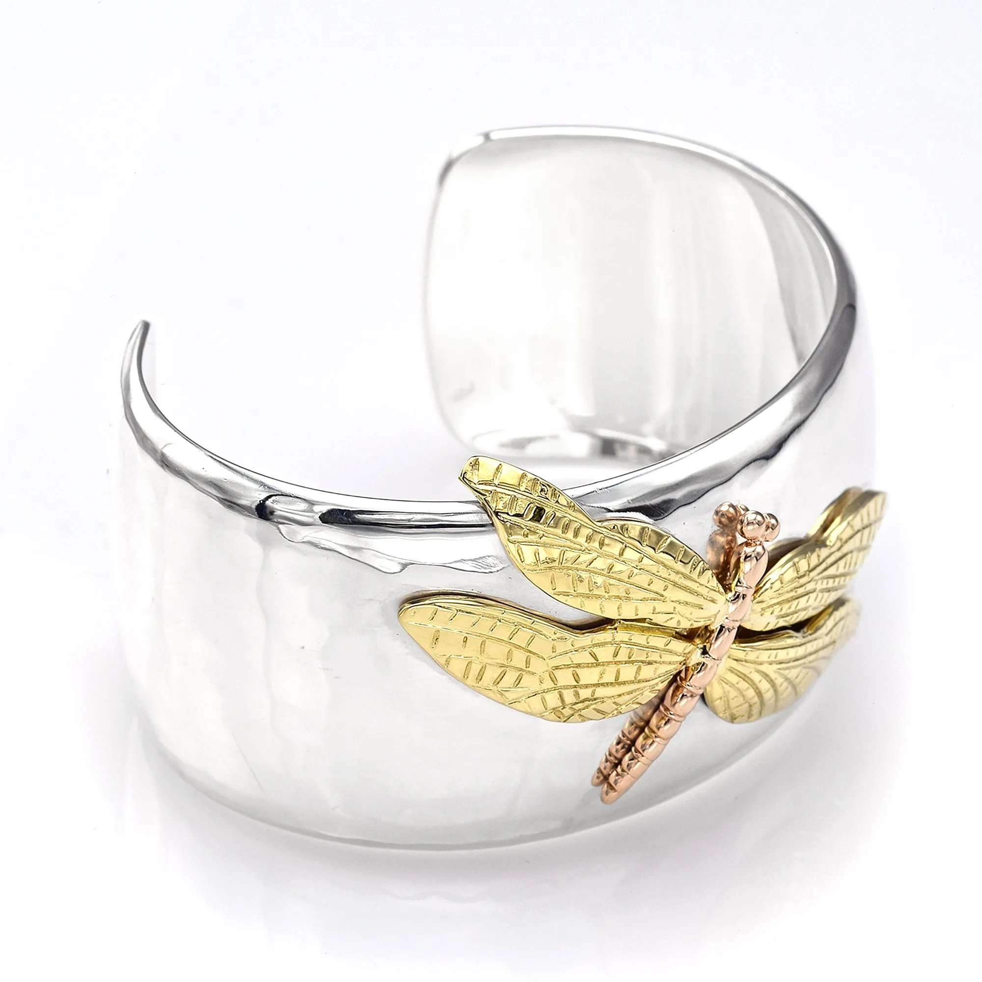 Tiffany & Co 18K Gold & Sterling Silver Dragonfly Cuff Bangle Bracelet