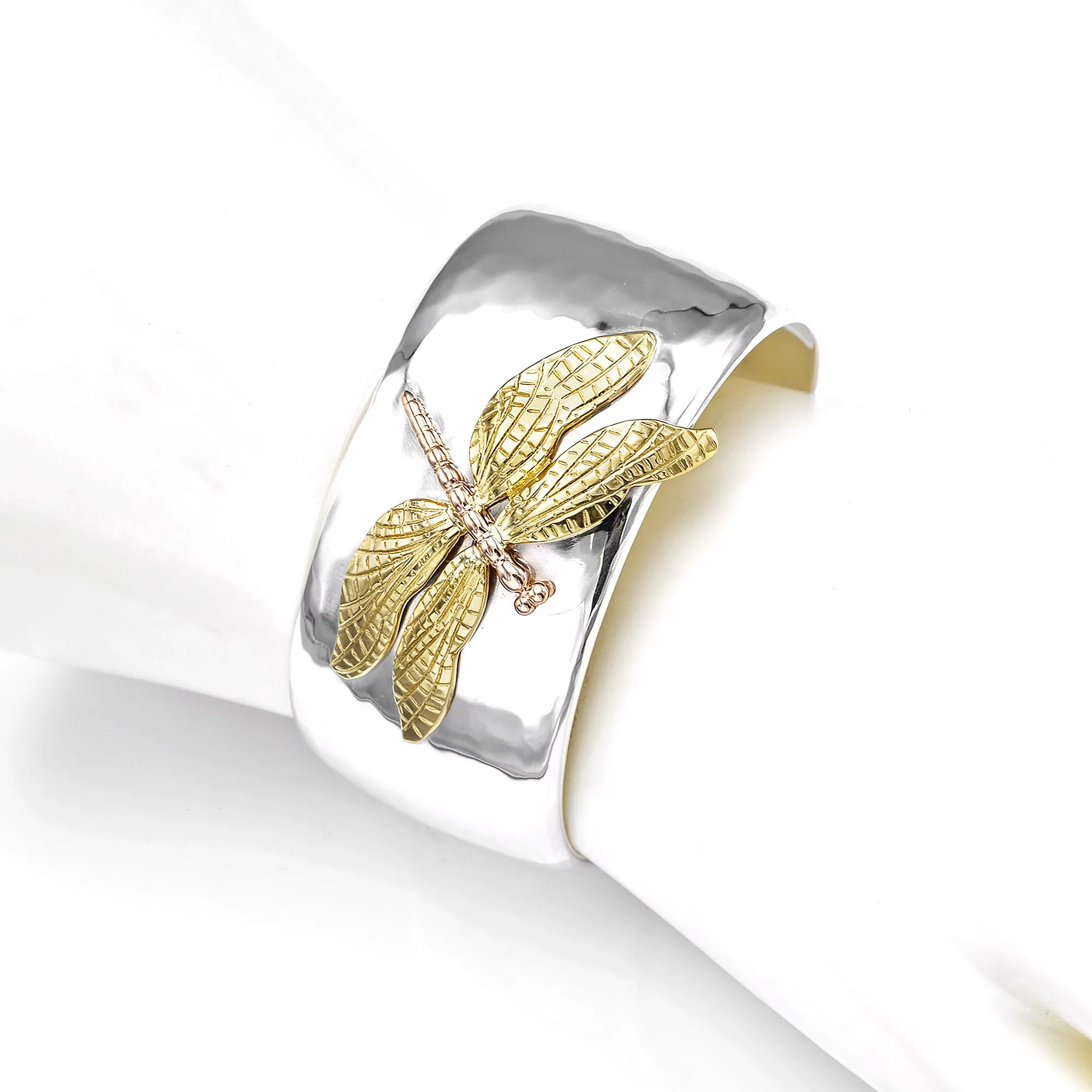 Tiffany & Co 18K Gold & Sterling Silver Dragonfly Cuff Bangle Bracelet