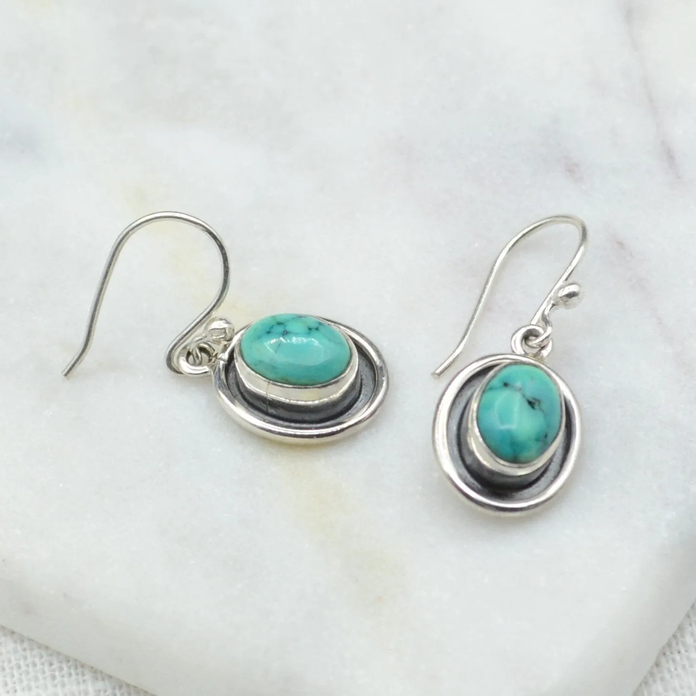 Turquoise Drop Silver Earrings