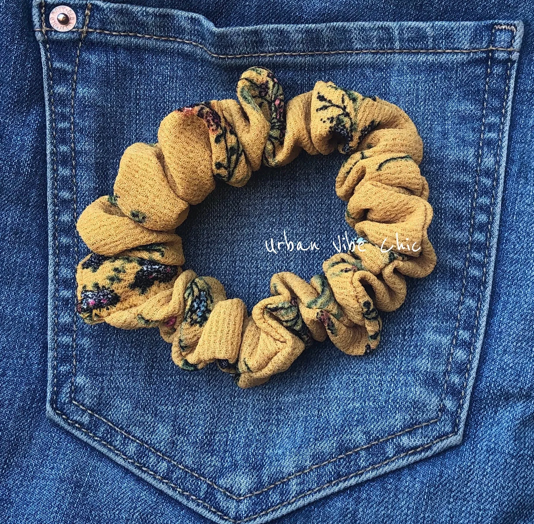 Unique Hair Scrunchies - Mustard