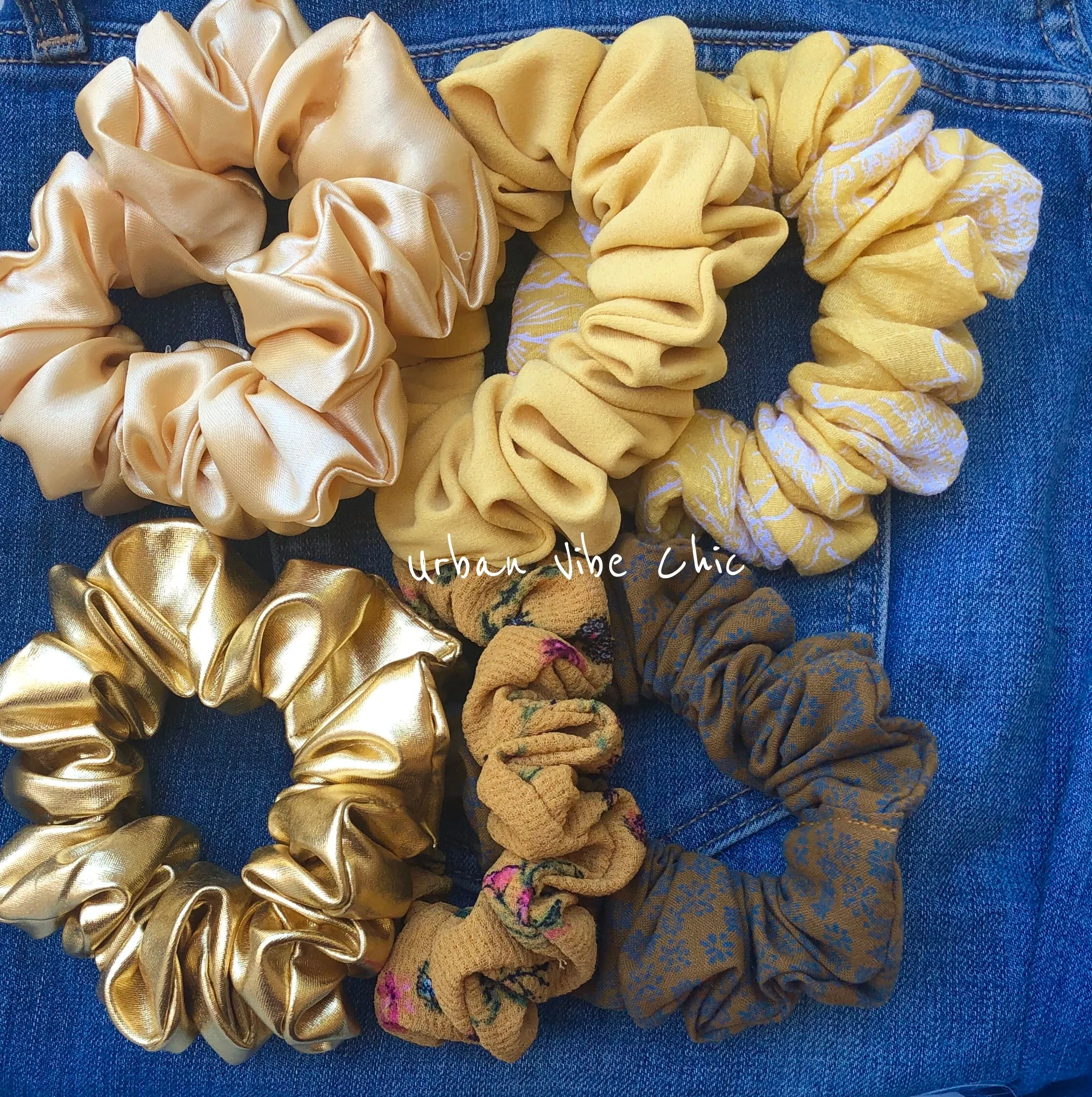 Unique Hair Scrunchies - Mustard