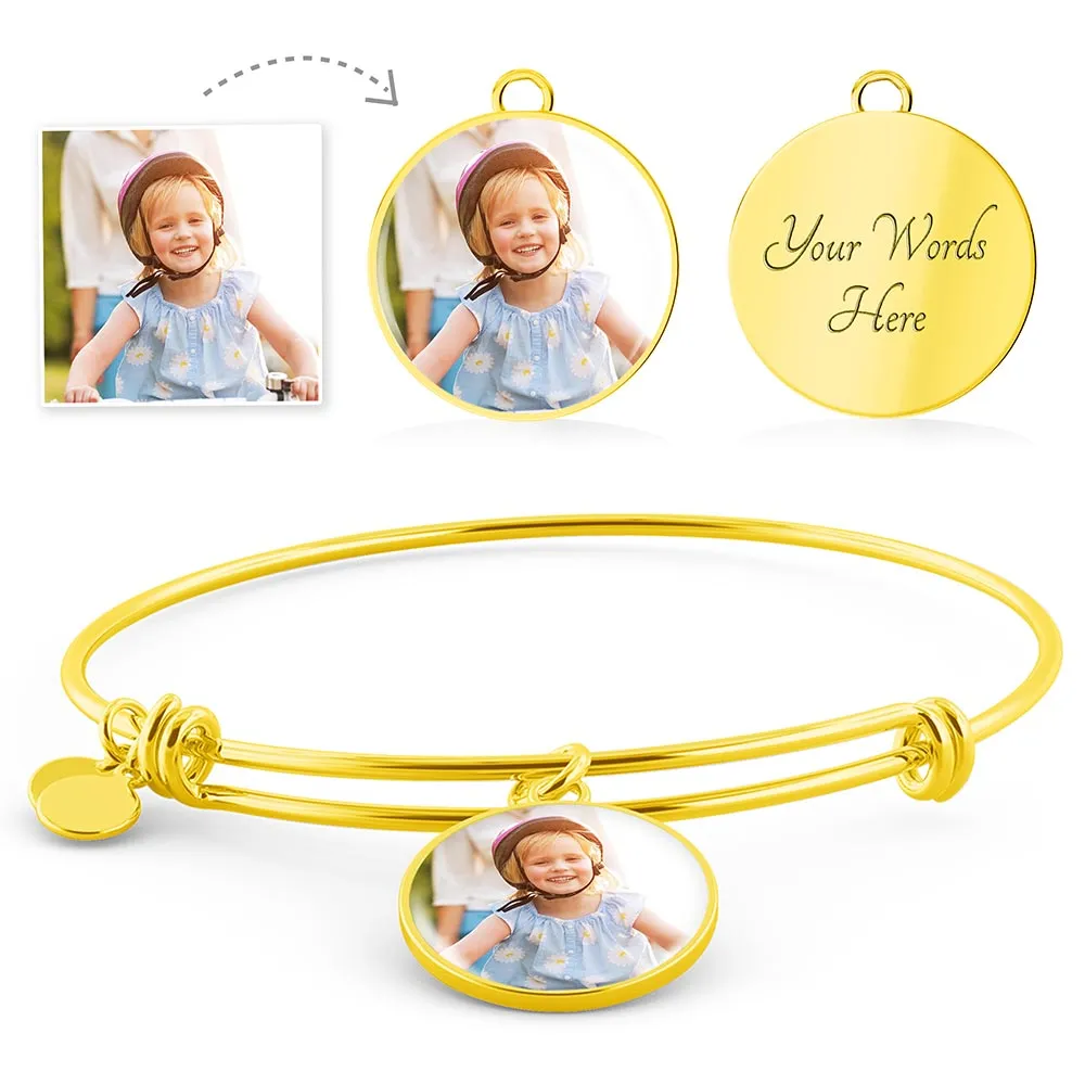 Upload Your Own Photo Personalized Circle Bangle Bracelet