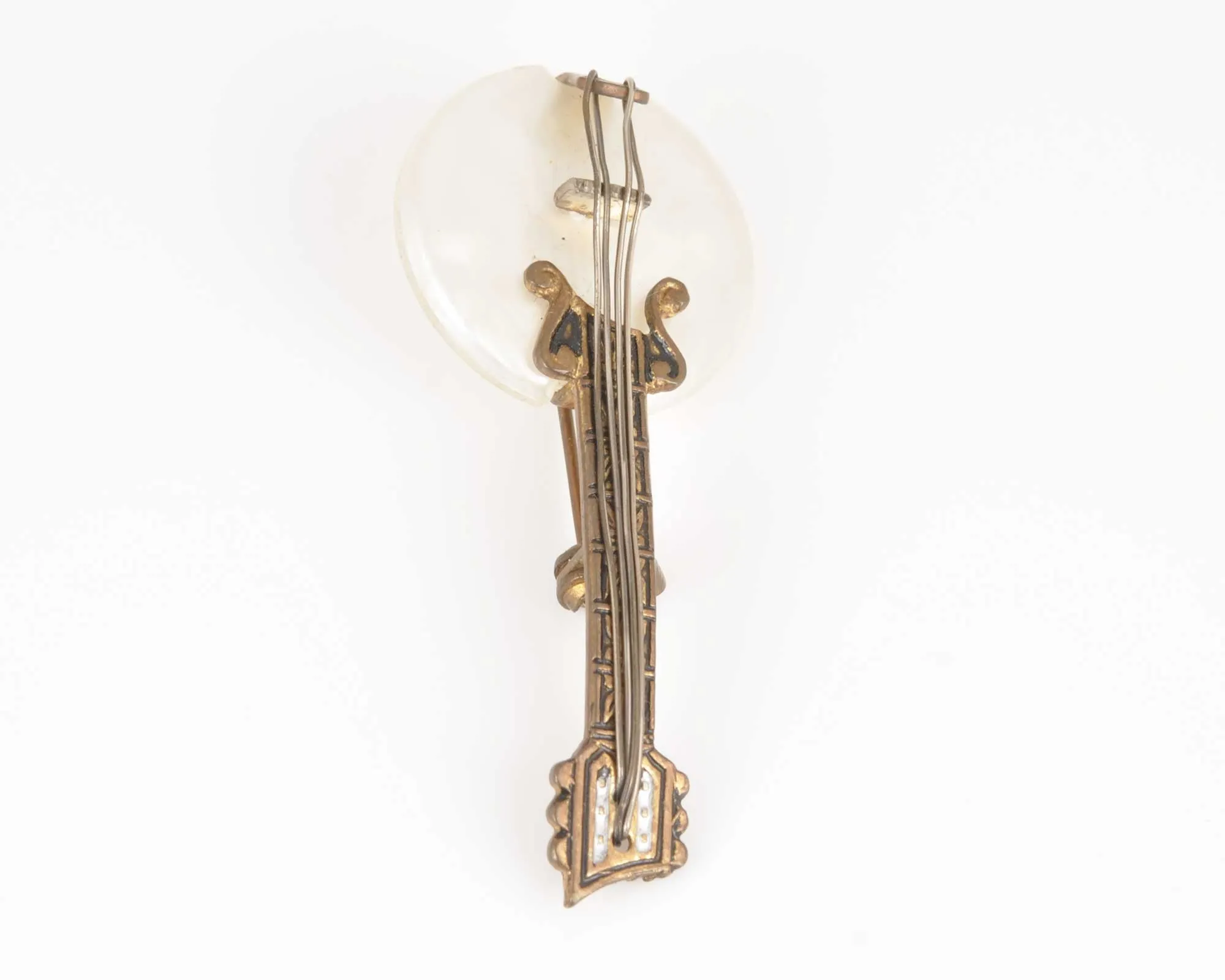 Vintage Jewelry-Mother of Pearl Banjo Brooch-Hat Pin-Artist Jewelry-Lapel Pin-Jewelry Gift for Music Lover or Music Teacher