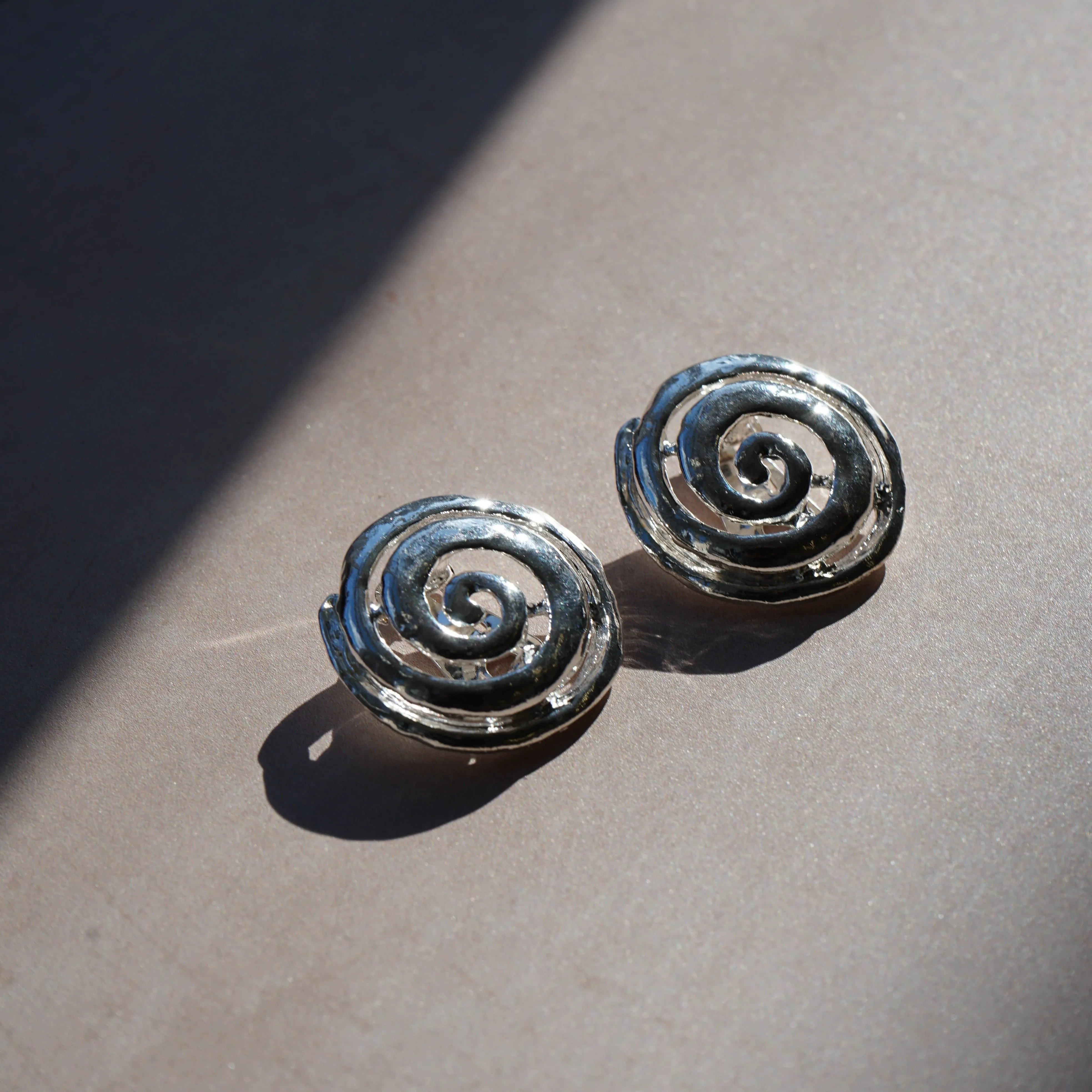 Vintage Swirl Clip-On Earrings - Silver